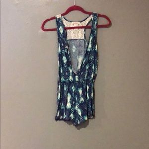 Blue patterned romper